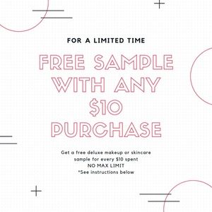 FREE DELUXE MAKEUP SKINCARE SAMPLES WITH PURCHASE